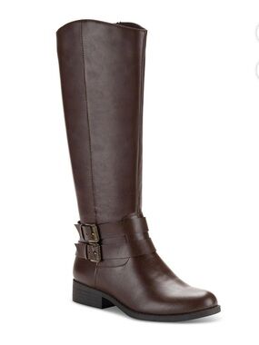 Style & Co. Womens Malia Wide Calf Faux Leather Buckle Mid-Calf Boots